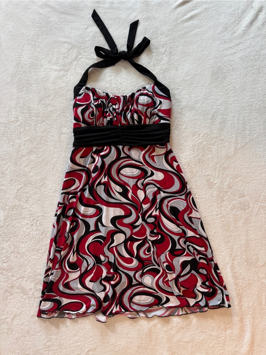 Speeckless Dresses & Skirts - Speeckless Y2K Red Black Abstract Swirl Halter Dress L